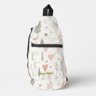 Errötende Herzen & Botanisches Nahtloses Muster Crossbody Bag