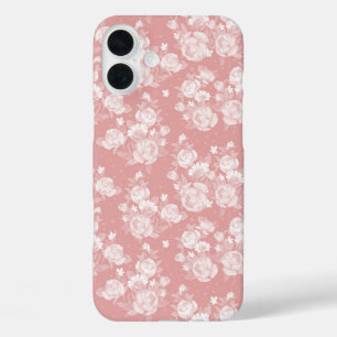 Errötende Koralle weißer Boho-Vintage-eleganter Bl iPhone 16 Plus Hülle