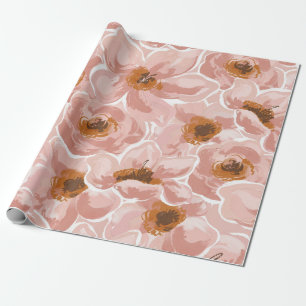 Errötende Pfingstrose Wasserfarbe Floral Geschenkpapier