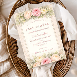 Errötende Ranunkel- und Rosengarten-Babyshower Einladung