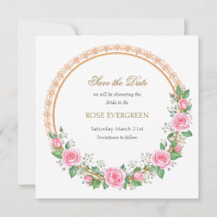 Errötende Romanze: Rosa Rosen und Baby-Atem Save The Date