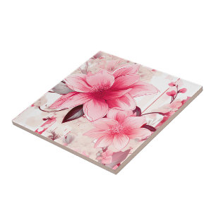 Errötende rosa Frühlingsblumen und Blüten Fliese