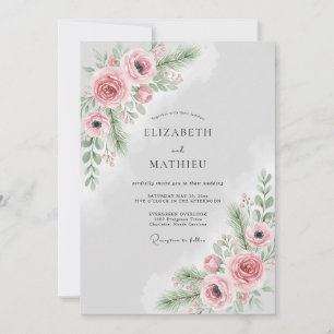 Errötende Rosa Nebel-Hochzeit im Winter Einladung