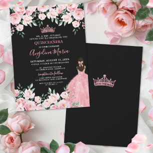 Errötende Rosa Quinceanera-Einladung Einladung