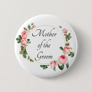 Errötende Rosa Rose Mutter des Bräutigams Button
