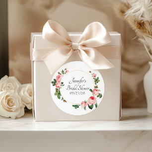 Errötende Rosa Rose Runder Aufkleber