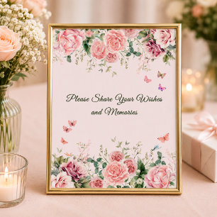 Errötende rosa Wünsche und Erinnerungen Schild