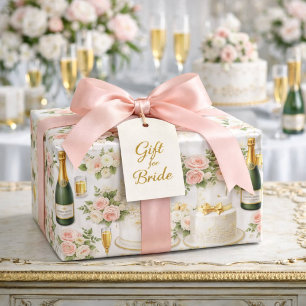 Errötende Rose Champagner Brautparty-Muster Geschenkpapier
