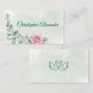 Errötende Rose & Eukalyptus Hochzeitsplatzkarte Platzkarte