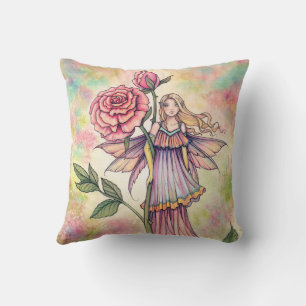 Errötende Rose Feen Kunst von Molly Harrison Kissen