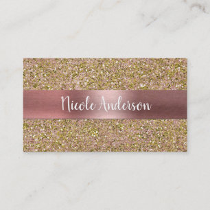 Errötende Rose Pink & Gold Glam Glitter Funkeln Visitenkarte