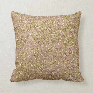 Errötende Rose Pink & Gold Glam Glitter Funkeln We Kissen