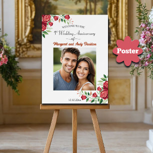 Errötende Rosen 1. Hochzeitsjubiläum Foto Willkomm Poster