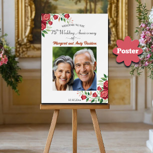 Errötende Rosen 75. Hochzeitsjubiläum Foto Willkom Poster