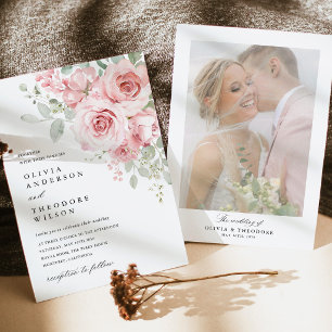 Errötende Rosen Blumen Hochzeitsfoto Hintergrund Einladung