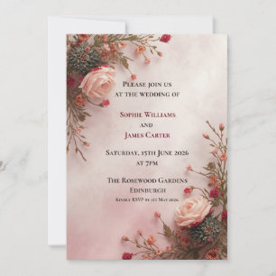 Errötende Rosen-Hochzeitseinladung Romantische B Einladung