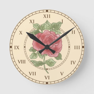 Errötende Rosenuhren Runde Wanduhr