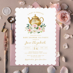 Errötende Teeparty - Ein Baby braut Baby Shower Einladung