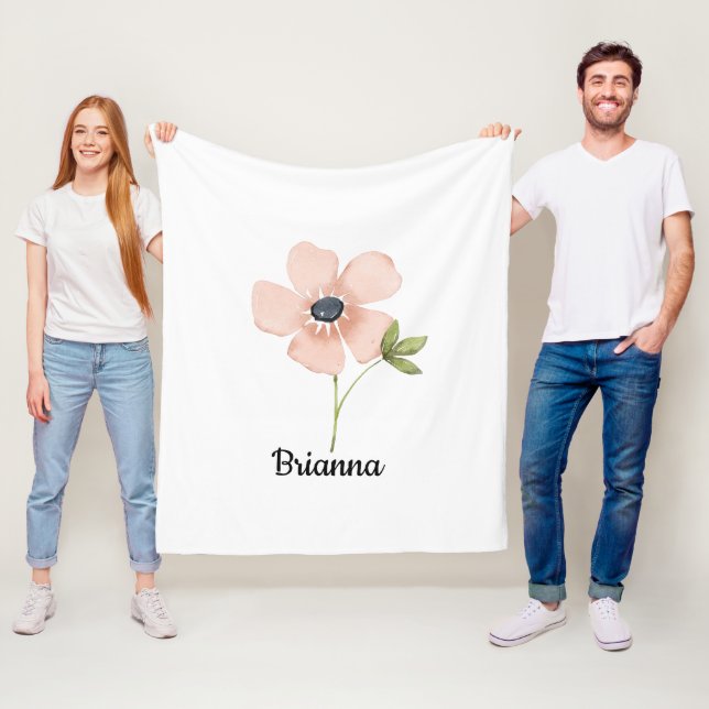 Errötende Wasserfarben-Blumenname Fleecedecke (Beispiel)