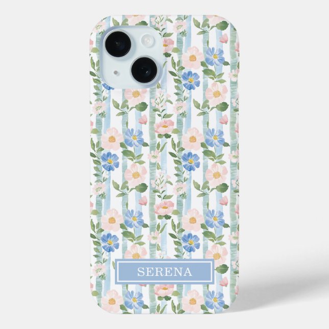 Errötende Wasserfarben-Gestreifte Personalisierte  Case-Mate iPhone Hülle (Rückseite)