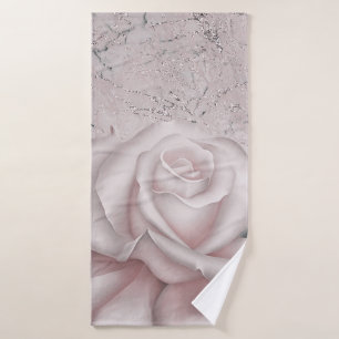 Errötende Weiße Rose Glam Moderner Marmor Shabby C Badhandtuch Set