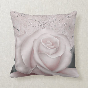 Errötende Weiße Rose Glamour Modern Marmor Shabby  Kissen