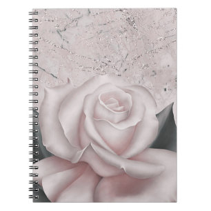 Errötende Weiße Rose Glamour Modern Marmor Shabby  Notizblock