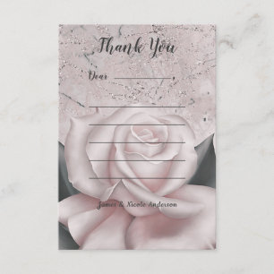 Errötende Weiße Rose Glamour Moderne Marmor Shabby Dankeskarte