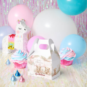 errötender floraler Teddybär rosa Geschenkschachtel