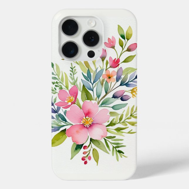 Errötender Garten-Aquarell-Blumenstrauß Case-Mate iPhone Hülle (Rückseite)