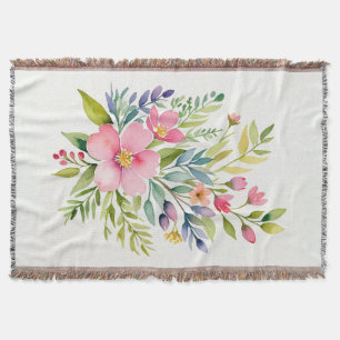 Errötender Garten-Aquarell-Blumenstrauß Decke
