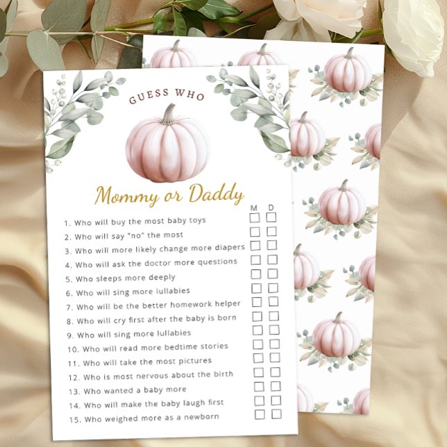 Errötender Kürbis Herbst-Baby-Party Mommy-oder-Dad (Mommy or Daddy Baby Shower Activity)