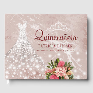 Errötender Marmor-Sparkling-Diamanten-Kleid Quince Gästebuch
