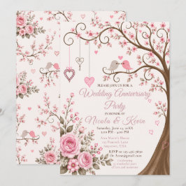 Errötender Rosa Blüten-Jubiläumsfeier Einladung