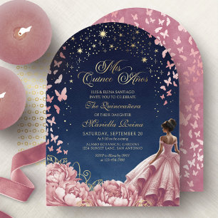 Errötender Rosa Nachthimmel Schmetterlinge Quincea Einladung