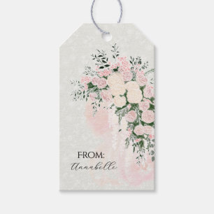 Errötender Rosen-Wisteria-Strauß handbemalt Geschenkanhänger