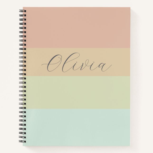 Errötender Salbei-Gradient Olivia Name Notizbuch (Vorderseite)