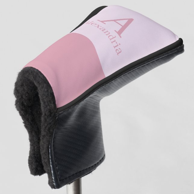 Errötender Staubiger Rosa Monogramm Anfangsbuchsta Golf Headcover (3/4 Vorderseite)