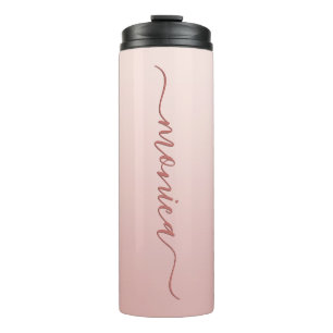 Errötender Staubrosa Ombre Elegante Signatur Thermosbecher