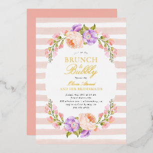 Errötender Streifen und blühender Brautbrunch mit Folieneinladung