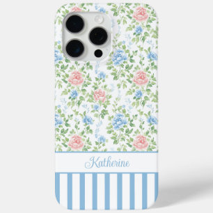 Errötendes Blau Wasserfarbe Florales Monogramm Case-Mate iPhone Hülle