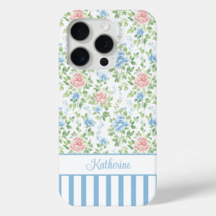 Errötendes Blau Wasserfarbe Florales Monogramm Case-Mate iPhone Hülle