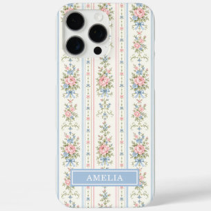 Errötendes Blau Wasserfarbe Florales Monogramm iPhone 16 Pro Max Hülle