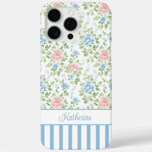 Errötendes Blaut-Wasserfarben-Blumen-Monogramm iPhone 16 Pro Max Hülle