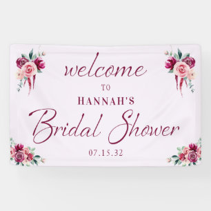Errötendes Burgunder Florales Kuchen Dusche Willko Banner