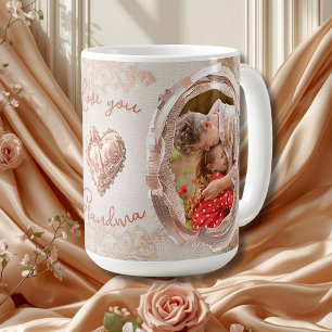 Errötendes Erbstück Herz Familienfoto Erinnerungs- Kaffeetasse