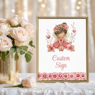Errötendes Feen-Mädchen Whimsical Floral Geburtsta Poster