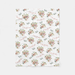 Errötendes Florales Monogramm-Fleece-Decke Fleecedecke