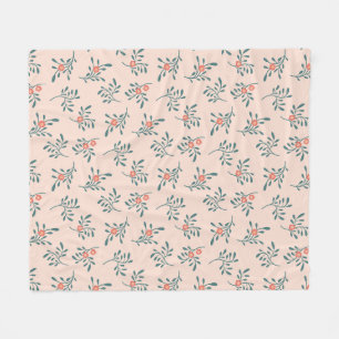 Errötendes Florales Teal Botanisches Muster Fleecedecke