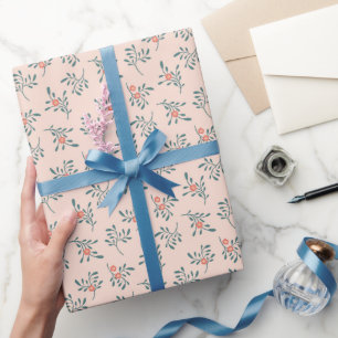 Errötendes Florales Teal Botanisches Muster Geschenkpapier